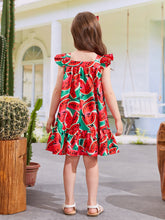 Toddler Girls Watermelon Print Ruffle Trim Smock Dress